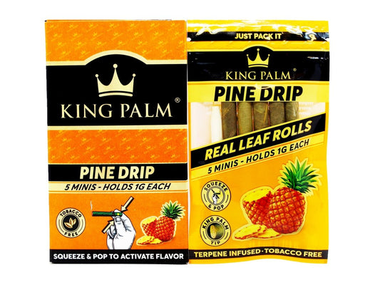 KING PALM - Pine Drip Flavour - 15 Packs Per Box 5 Mini Rolls Per Pack - VIR Wholesale