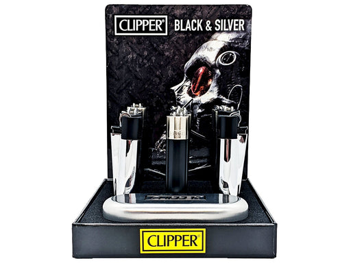 Metal Black & Silver CLIPPER Lighter With Case - VIR Wholesale