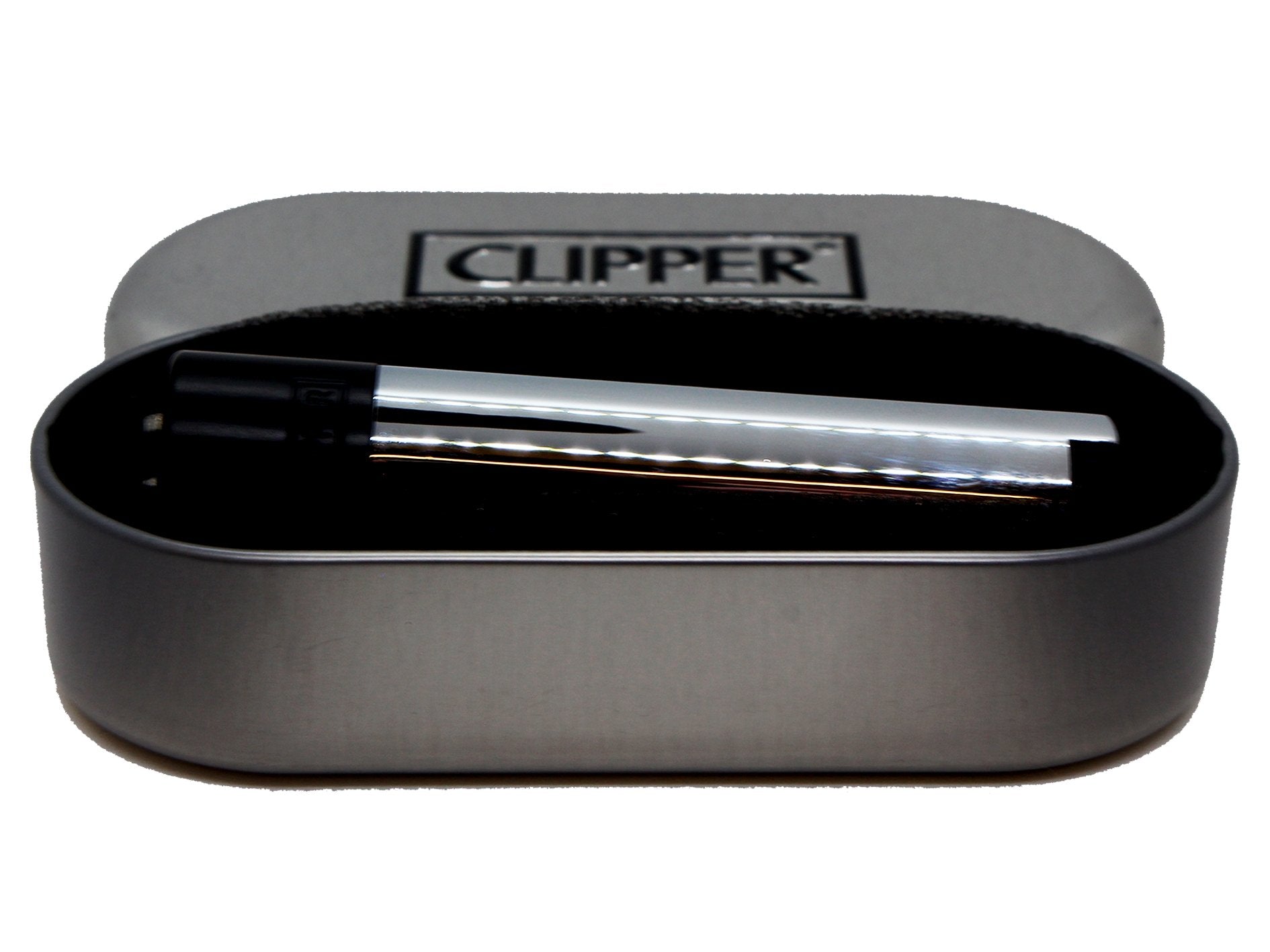 Metal Black & Silver CLIPPER Lighter With Case - VIR Wholesale