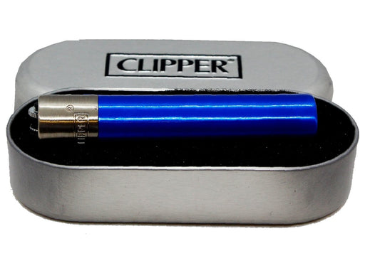 Metal Blue & Silver CLIPPER Lighter With Case - Individuals - VIR Wholesale