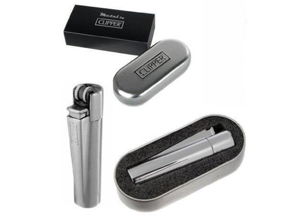 Metal CLIPPER Lighter in Stainless Steel + Gift Tin - VIR Wholesale