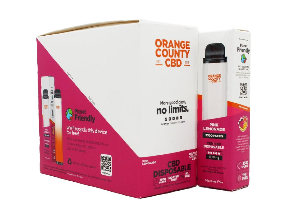 Orange County CBD Disposable Pen CBD/CBG 1000mg 3500 Puffs - Assorted Flavours - 10 Per Box - VIR Wholesale