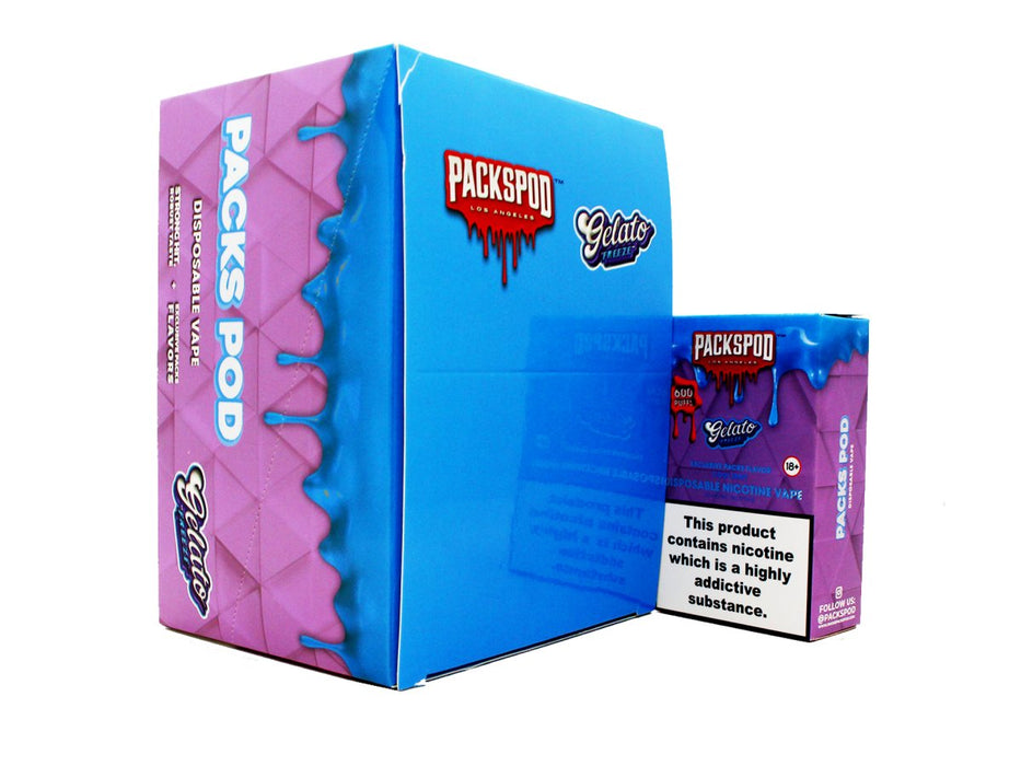 PACKSPOD BY PACKWOODS 2% NIC DISPOSABLE 12ML - 600 PUFFS - 12 Flavours - 10 Per Box - VIR Wholesale