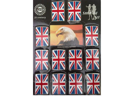 Petrol Lighters BRITISH FLAG / UNION JACK 12's Mix Assorted - VIR Wholesale