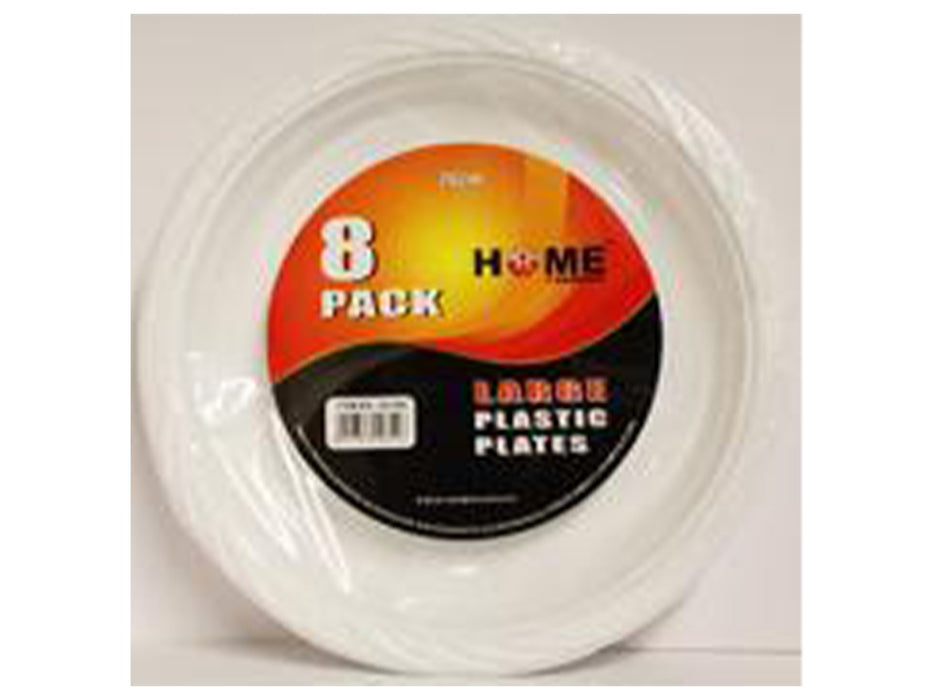 Plastic Plates 8 Pack Large 26cm Round Plain - VIR Wholesale