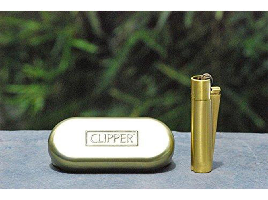 Polished Metal CLIPPER Lighter in Gold + Gift Tin - VIR Wholesale