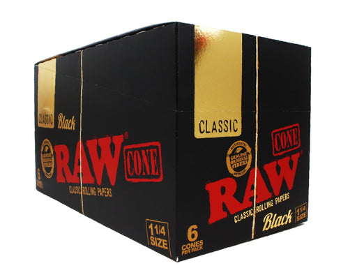 RAW Black 1¼ Pre-Rolled Cones (6 Pack) - VIR Wholesale