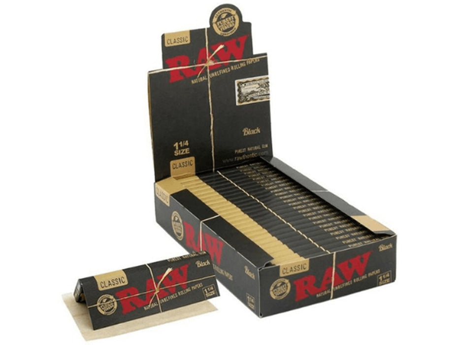 RAW Black Classic 1¼ Size Rolling Papers - VIR Wholesale