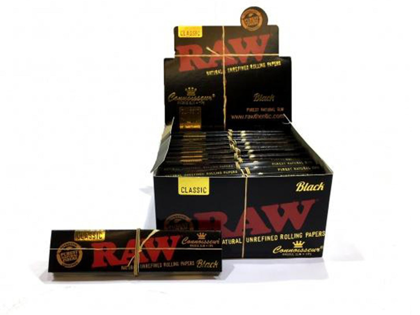 RAW Black Classic Connoisseur King Size Slim Rolling Papers & Tips - VIR Wholesale