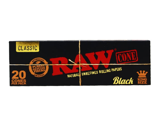 RAW Black Classic King Size Pre-Rolled Cones - 20 Pack - VIR Wholesale