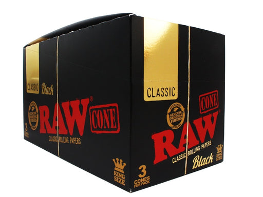 RAW Black King Size Pre-Rolled Cones (3 Pack) - VIR Wholesale