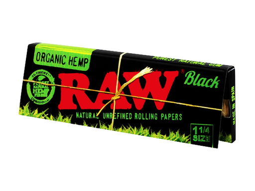 RAW Black Organic Hemp 1¼ Size Rolling Papers - VIR Wholesale