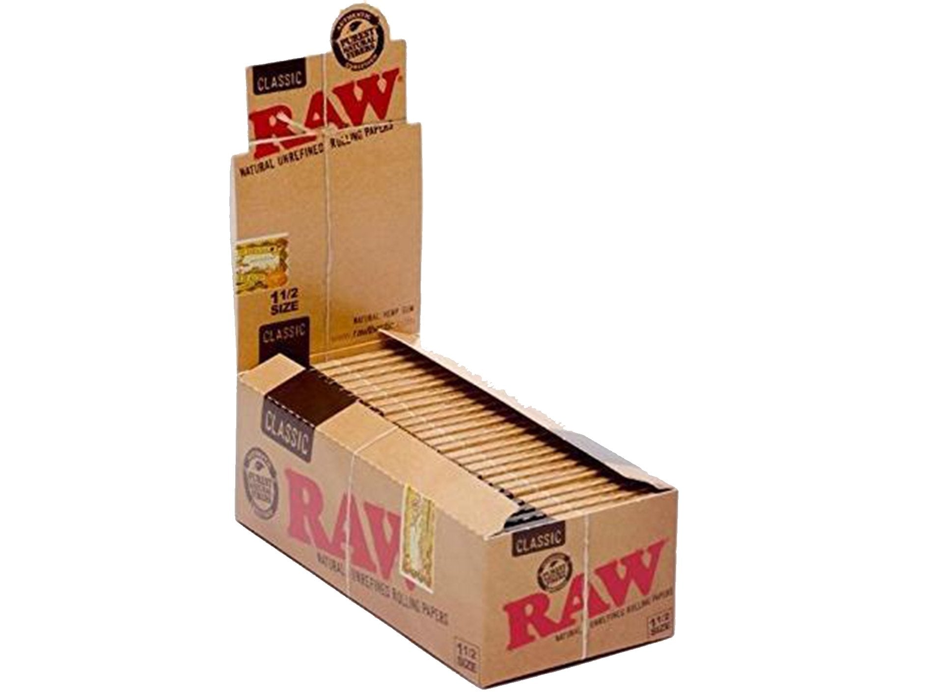 RAW Classic 1½ Natural Unrefined Rolling Papers - VIR Wholesale