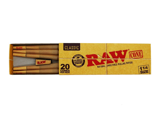 RAW Classic 1¼ Pre-Rolled Cones - 20 Pack - VIR Wholesale