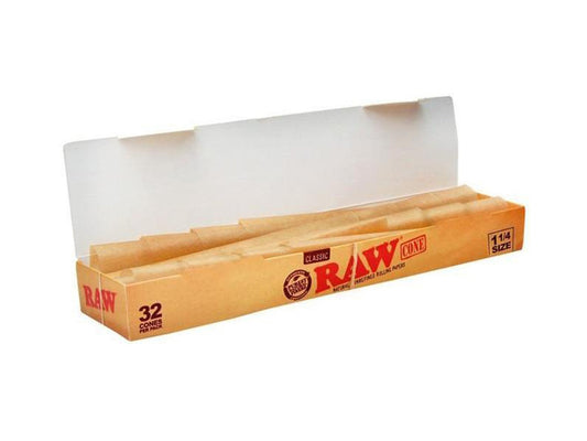 RAW Classic 1¼ Pre-Rolled Single Pack Cones - 32pcs - VIR Wholesale