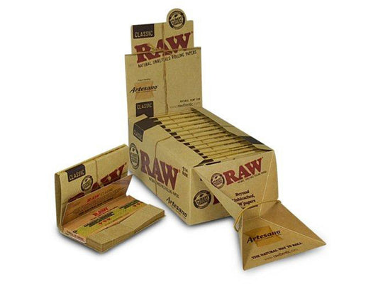 RAW Classic Artesano 1¼ Size Rolling Papers Tips & Tray - VIR Wholesale