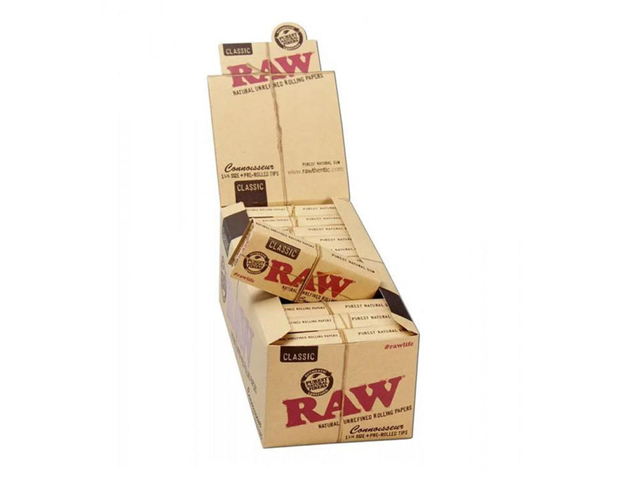 RAW Classic Connoisseur 1¼ Rolling Papers With Pre-Rolled Tips - VIR Wholesale