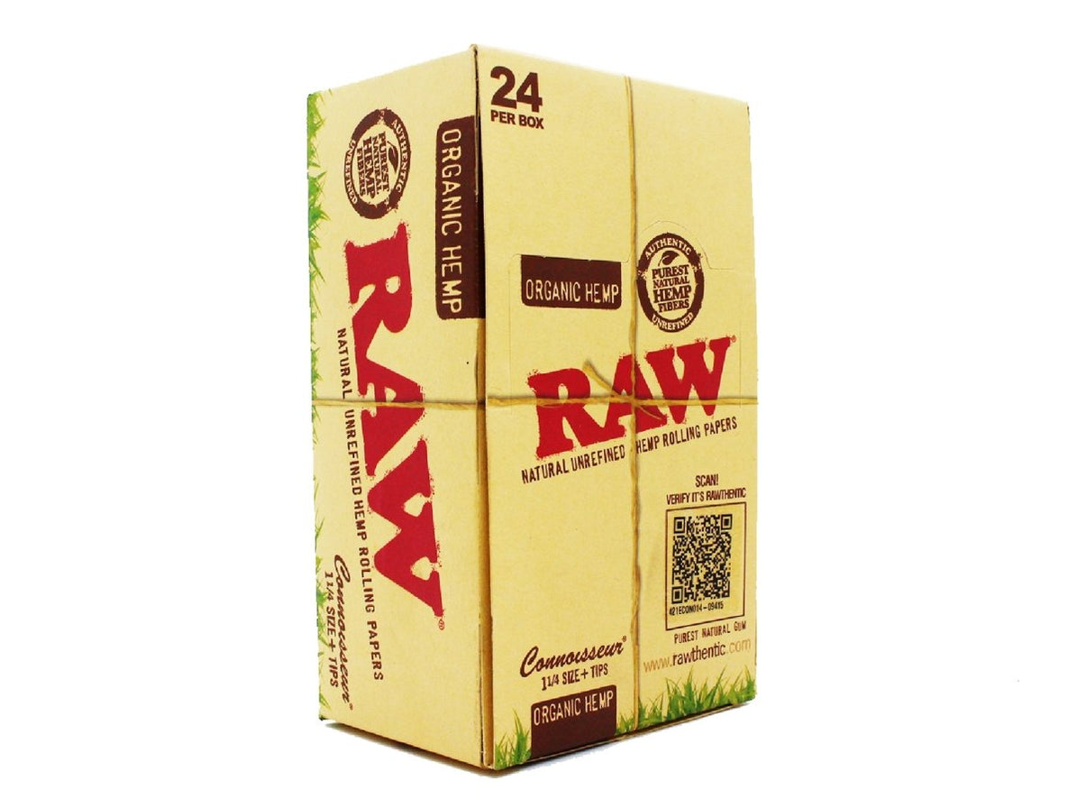 Raw Organic Connoisseur 1¼ Size Rolling Papers And Tips Full Box — Vir Wholesale 7616