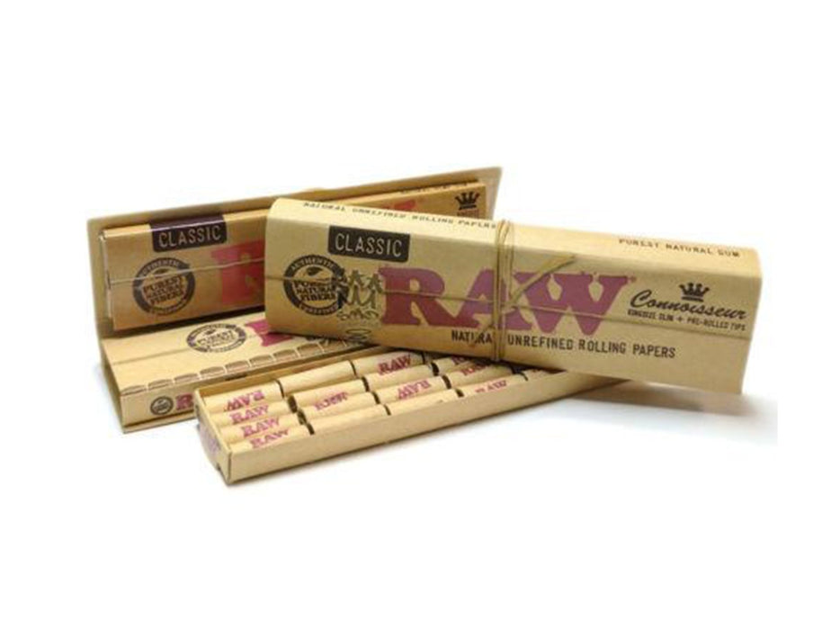 RAW Classic Connoisseur King Size Slim Rolling Papers With Pre-Rolled Tips - VIR Wholesale