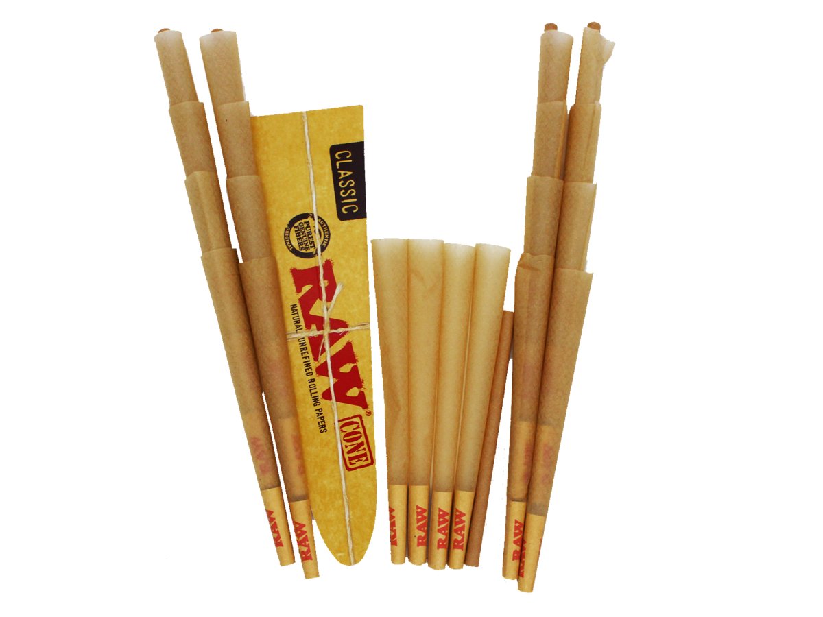RAW Classic King Size PreRolled Cones With Funnel 20 Pack VIR Wholesale