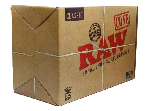 RAW Classic Natural Unrefined King Size Cones - 800 Per Box - VIR Wholesale