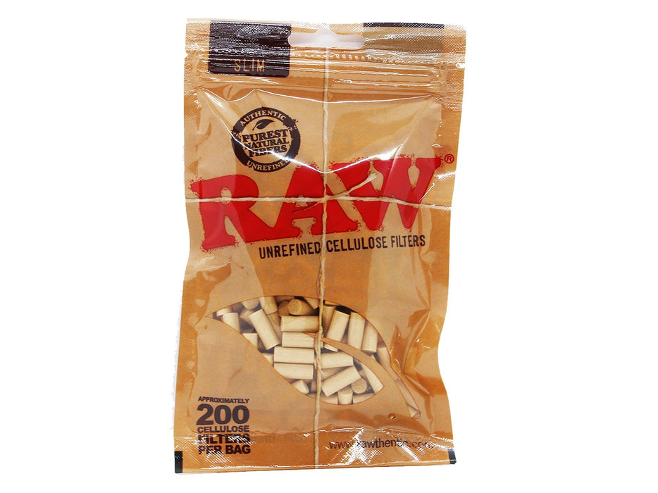 RAW Filter Cellulose Tips - Slim 200 Filters Per Bag - 30 Bags Per Box - VIR Wholesale