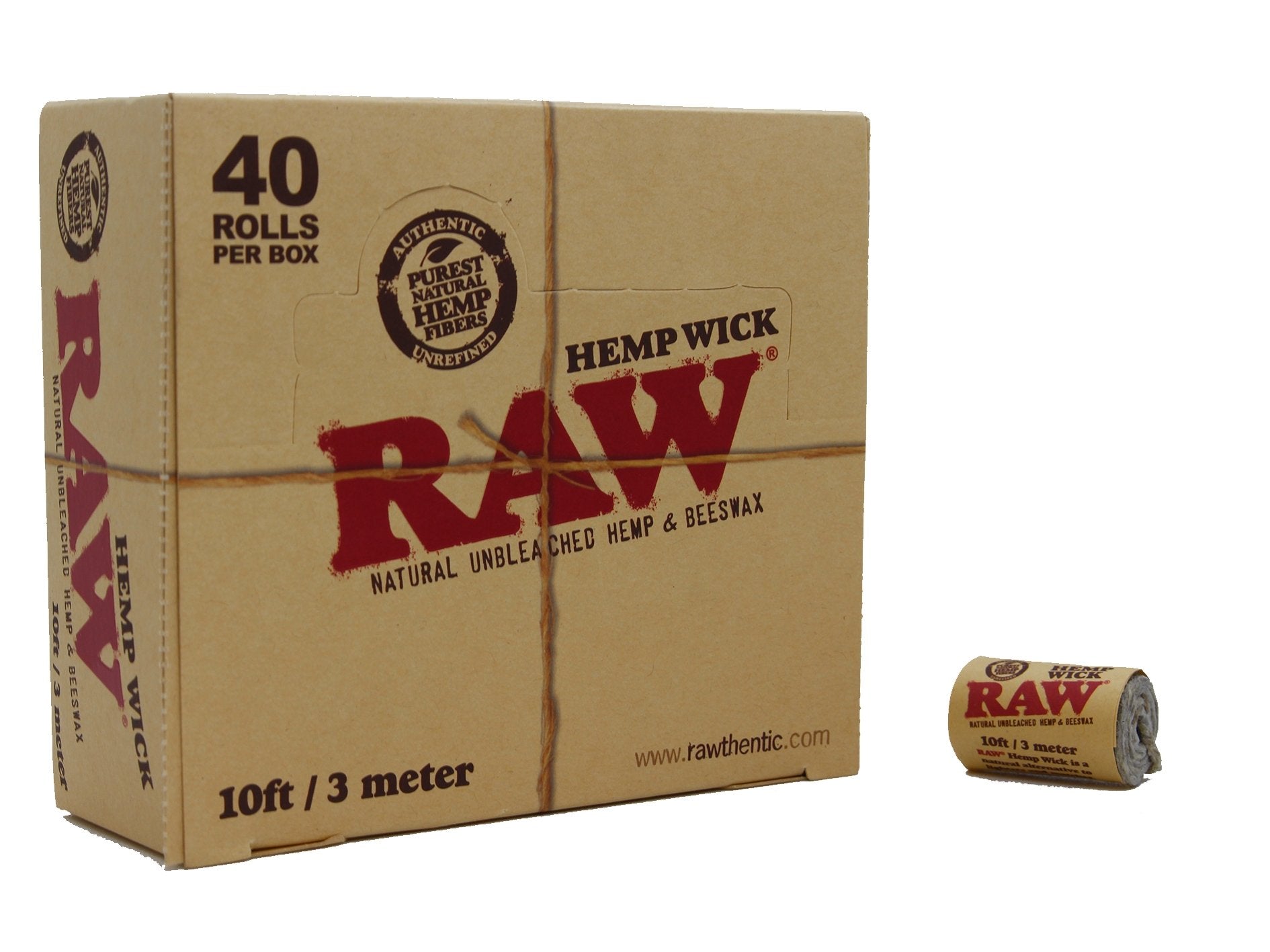 RAW Hemp Wick - 10ft - 40 - VIR Wholesale