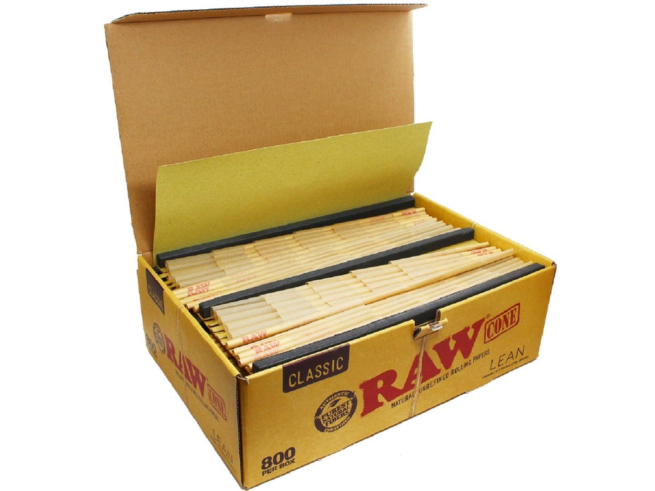 RAW Lean 800 Pack Slim Pre Rolled Rolling Paper Cones