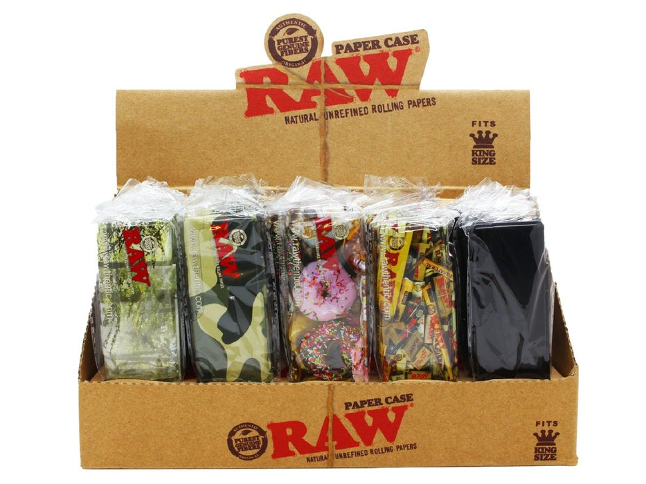 RAW Metal Tin Paper Case- 5 Assorted Designs- - 30 Per Box - VIR Wholesale