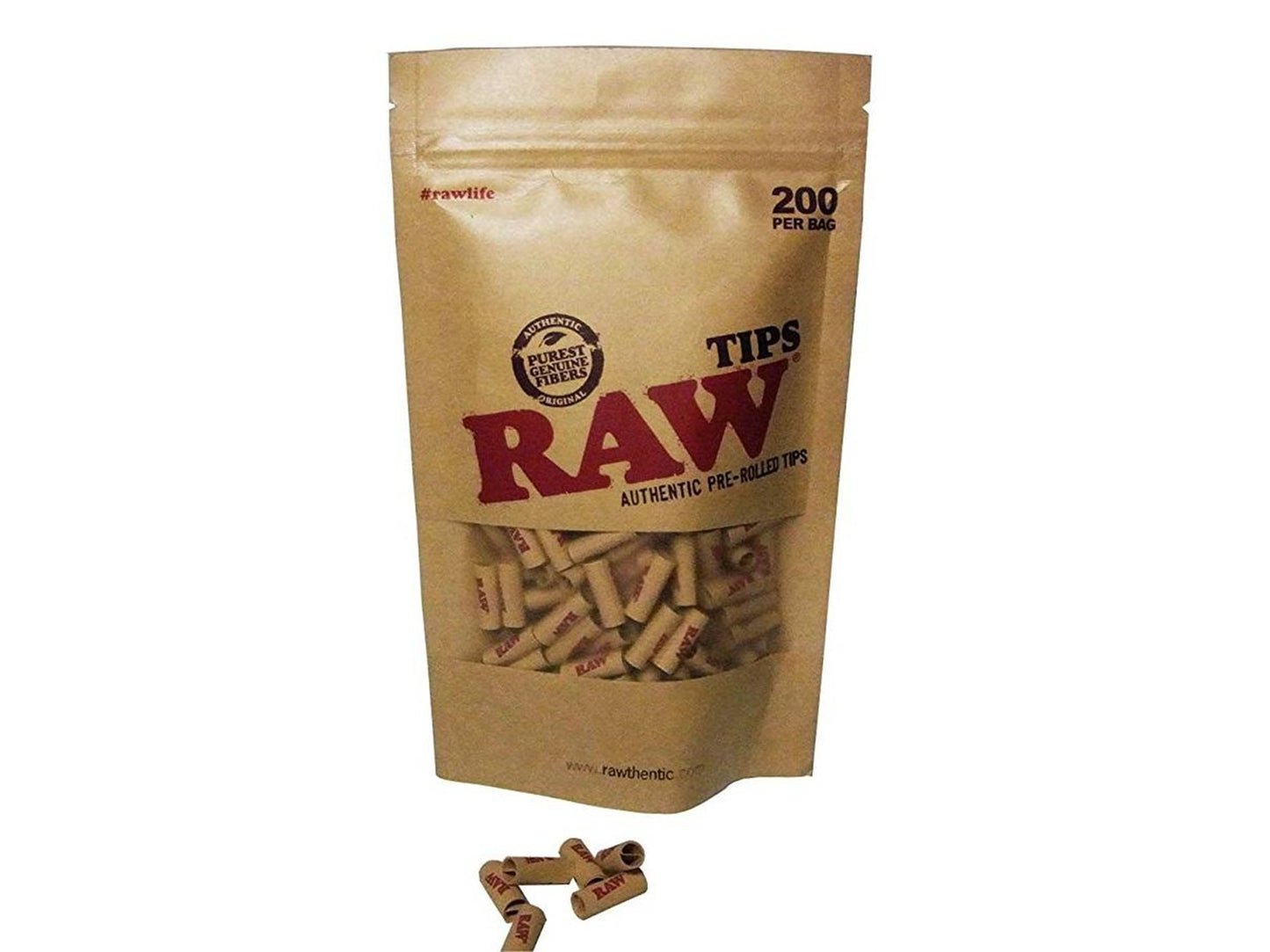 RAW Natural Unrefined Pre-Rolled Tips - 200 Per Bag - VIR Wholesale