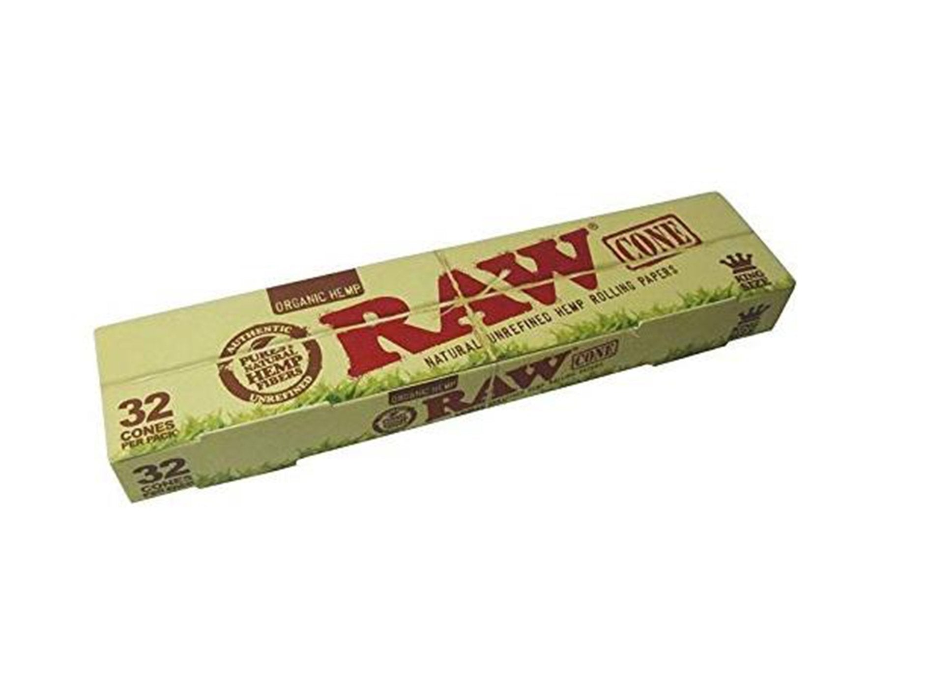 RAW Organic Hemp King Size Pre-Rolled Single Pack Cones - 32pcs - VIR Wholesale