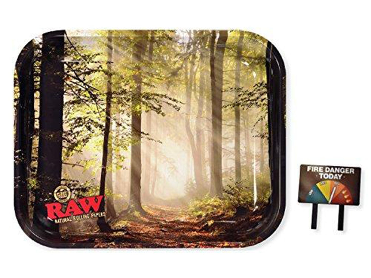 RAW Rolling Smokey Forest Trees Tray - Metal Papers Tray Large 11' x 13.5 With Certificate - VIR Wholesale
