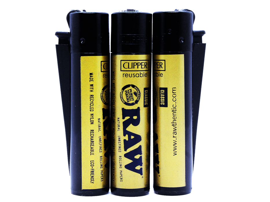 RAW CLIPPER Lighter - Gold With Black RAW Logo Design - VIR Wholesale