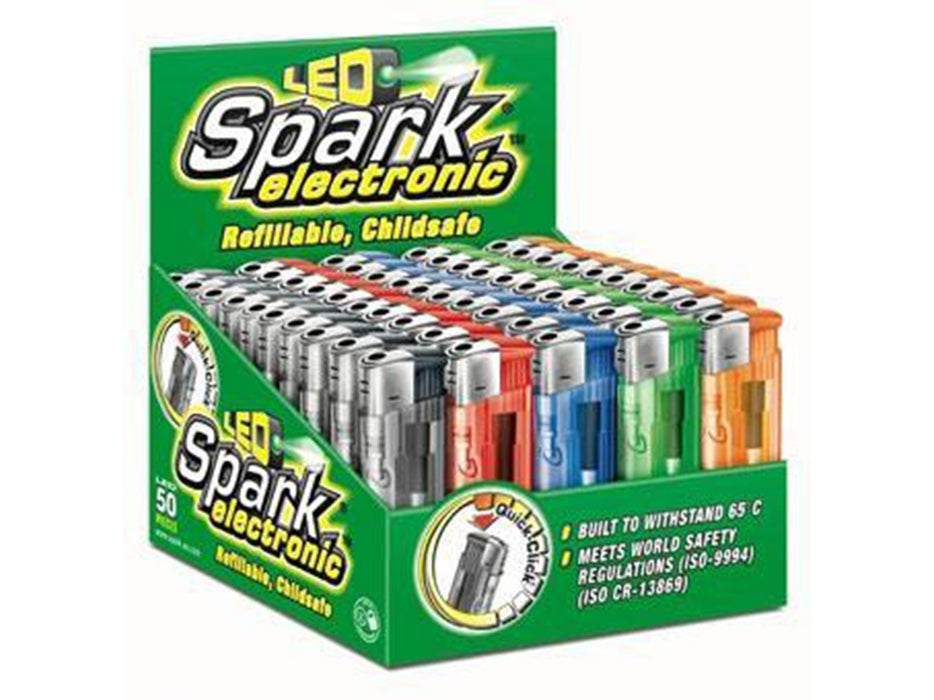 SPARK Electronic Refillable Lighter Solid 1X50's - VIR Wholesale