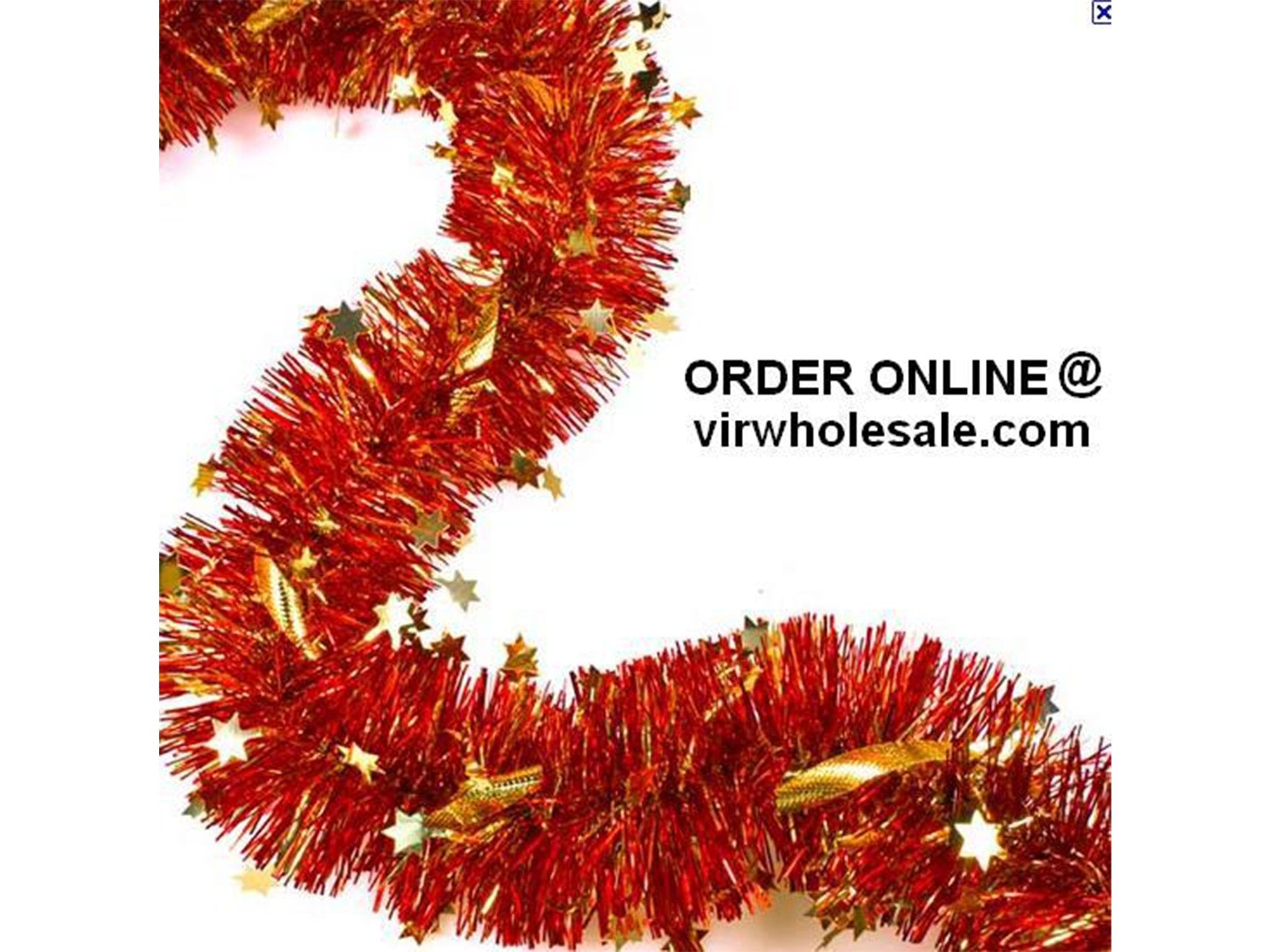 Tinsel 2m (Star) Red Gold Silver & Multicolour - VIR Wholesale