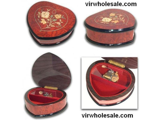Valentines Musical Jewellery Box (8.5" Heart Shape) - VIR Wholesale