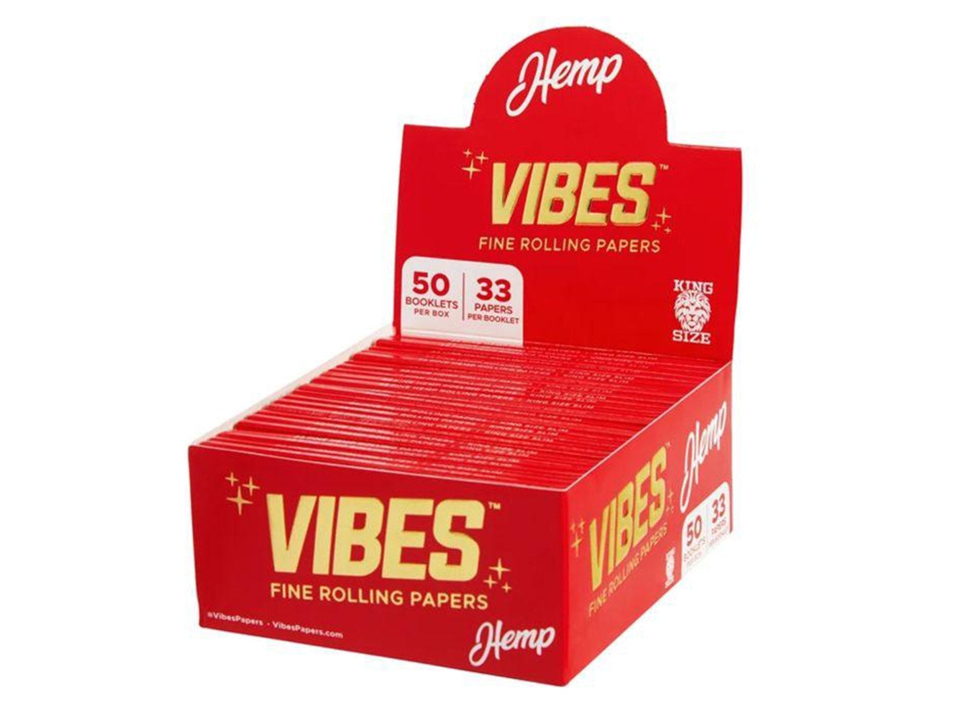 VIBES King Size Slim Rolling Papers - Hemp (Red) - VIR Wholesale